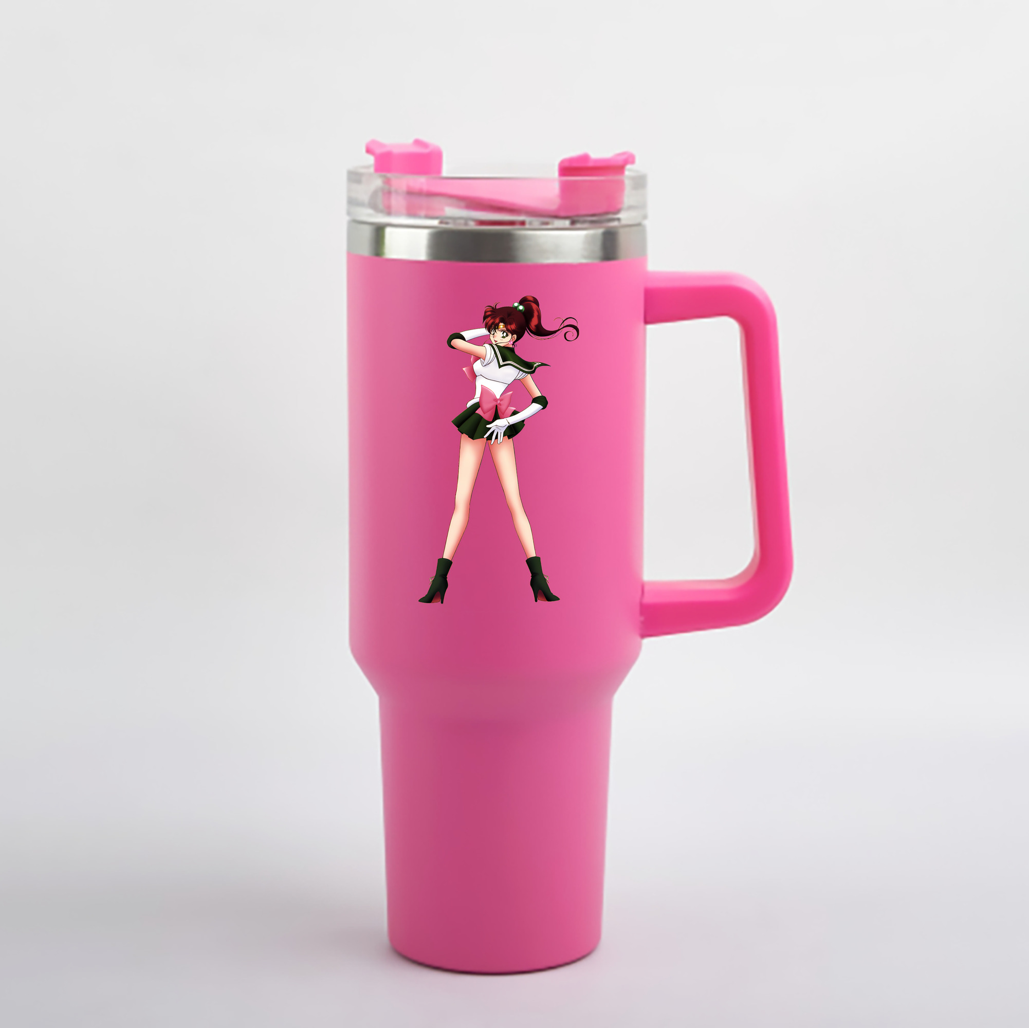 （画像用） 美少女戦士セーラームーン 木野 まこと きの まこと Sailor Moon Kino Makoto （セーラージュピター；Sailor Jupiter） 1200mL車用タンブラー - クリスタルステッカー（プラスチックストロー付き）